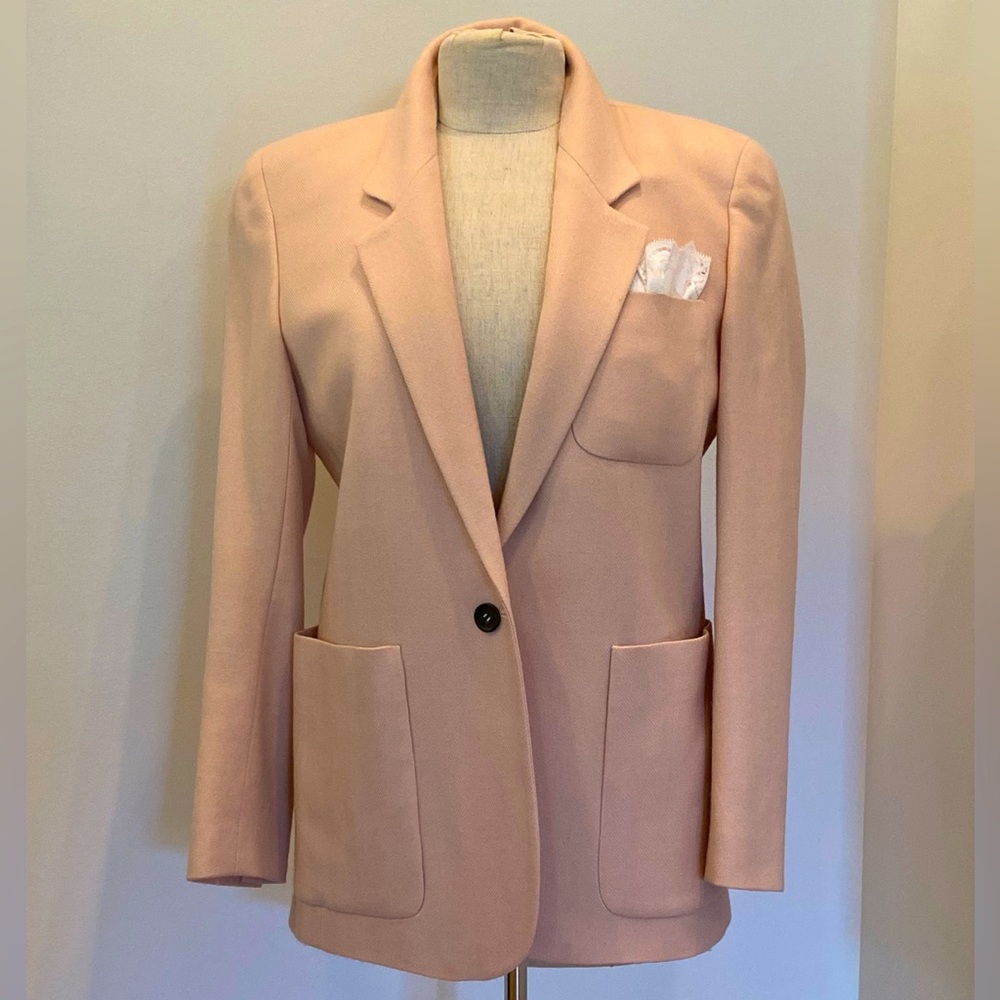 Liz Claiborne Vintage Soft Pink Wool Blazer w Shoulder Pads / Womens Size 8
